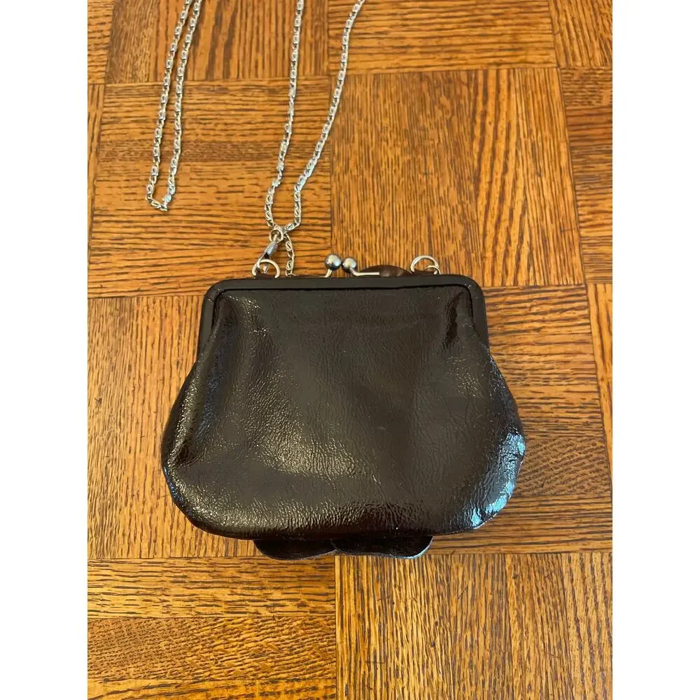 Brighton patent leather rose crossbody chain bag